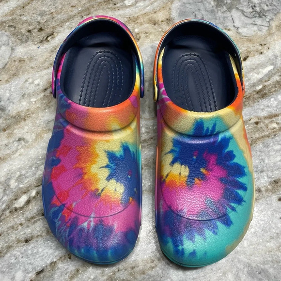 CROCS Tie Dye Unisex Bistro Rainbow Clogs Slip Resistant Mens 10/Women’s 12 - Picture 11 of 11